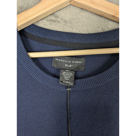 Brand New Shaquille O'Neal Sweater Men 3XLT Navy Blue Long Sleeves Crewneck Knit - Picture 3 of 6